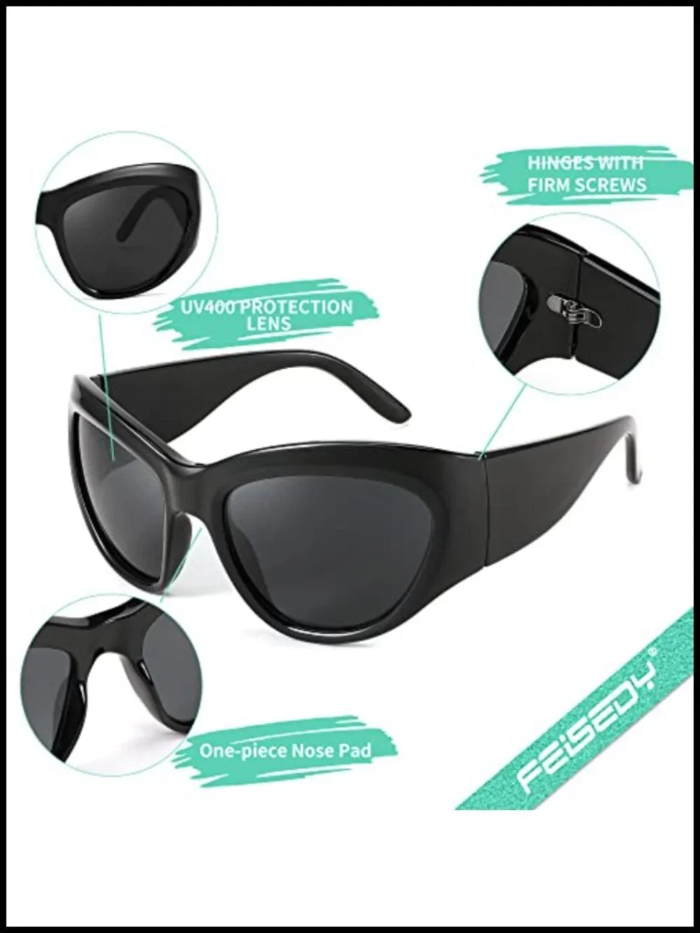Oversized Shield Sunglasses UV400 Protection Wrap Around Futuristic